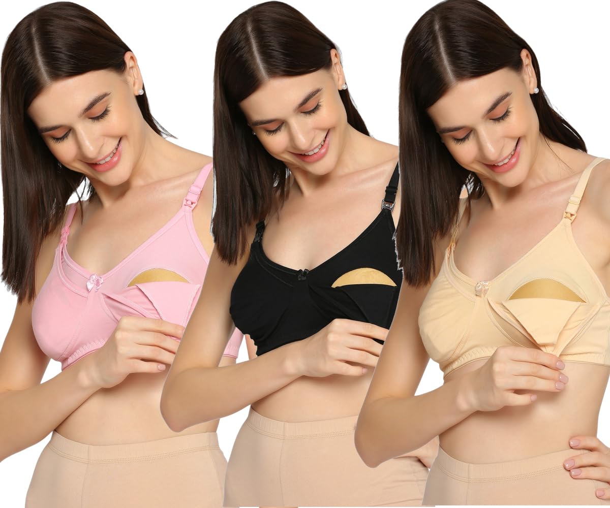 Women's Cotton Lycra Full Cup Non-Wired & Non-Padded Feeding Bra | Nursing Bra | Maternity Bra