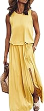 amropi Donna Lunghi Vestiti Elegante Maxi Vestito Casuale Senza Maniche Abito
