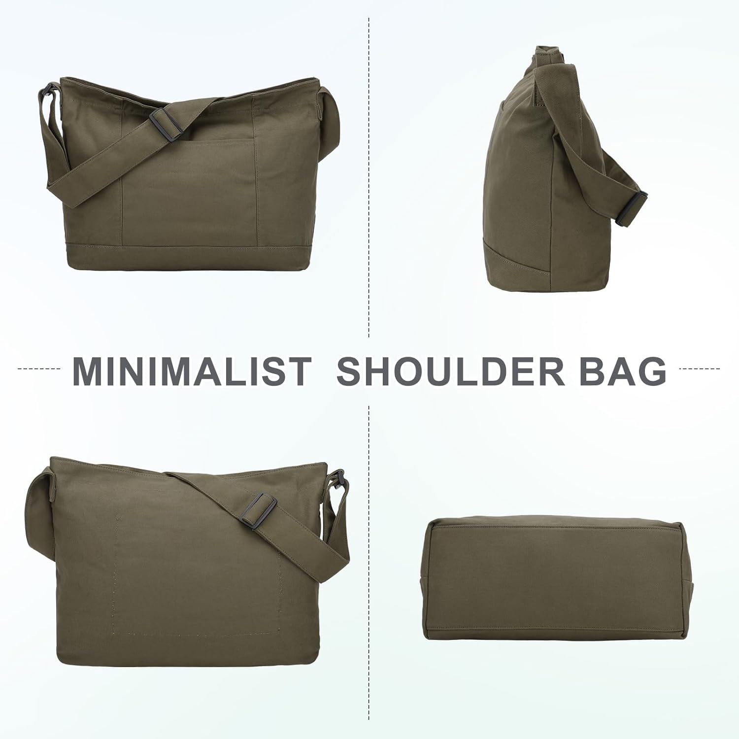 VASCHY Canvas Messenger Tote Bag, Lightweight Casual Crossbody Slouchy Shoulder Hobo Side Bag for Men and Women - Image 6