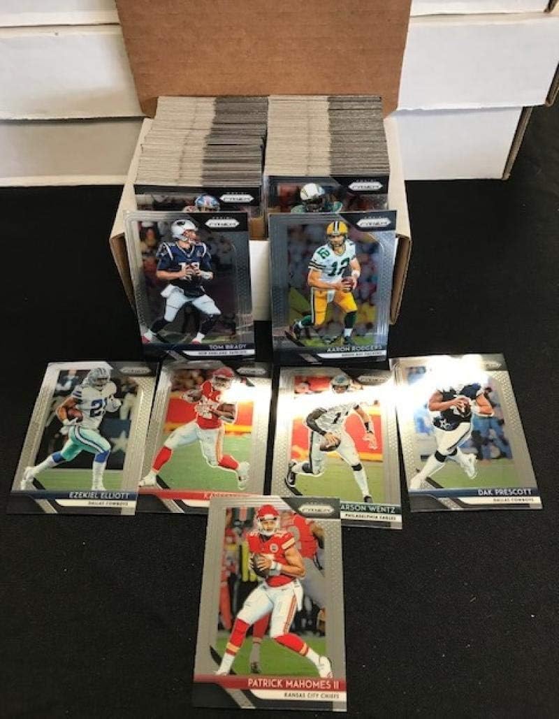 2018 Panini Prizm Complete Hand Collated NM-MT Veteran Football Set of 200 Cards - Includes the following players. Russell Wilson, Patrick Mahomes II (2nd Year Card)Jimmy Garoppolo, Roethlisberger, Le'Veon Bell, Antonio Brown, T.J. Watt, JuJu Smith-Schuster, Villanueva, Carson Wentz, Khalil Mack, Eli Manning, Odell Beckham Jr., Drew Brees, Alvin Kamara, Tom Brady, Gronkowski, Adam Thielen, Stefon Diggs, Tyreek Hill, Kareem Hunt, Aaron Rodgers, Dak Prescott and many more