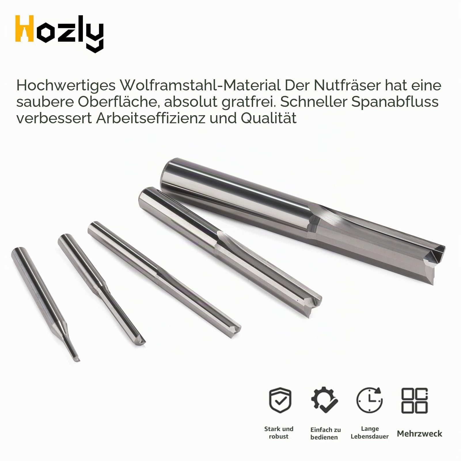 1/8 Zoll gerades Oberfräsen-Set (CED 1,0 mm, 1,5 mm, 2,0 mm, 2,5 mm, 3,175 mm), Fräser, 2 Rillen, zweischneidig, CNC-Schneiden, Wolframstahl für Holz, MDF, Acryl-Fräsen