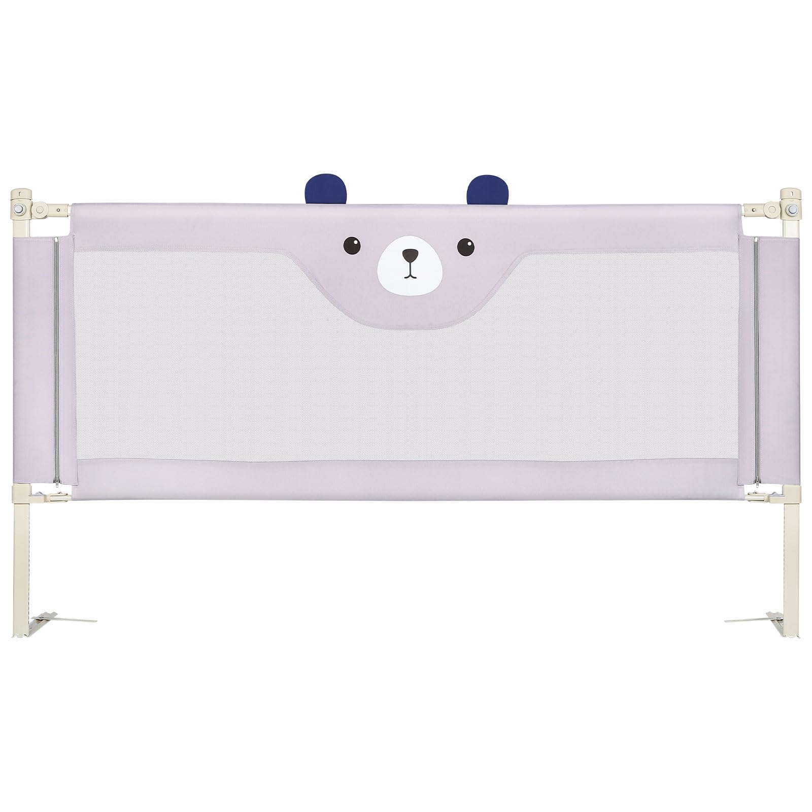 LANTUS Barriera per Letto Bambini 200 cm, Protezione Dalle Cadute Accidentali, Altezza Regolabile, per Letto di Famiglia e Lettino,Grigio - 200 * 100 * 26 cm - Orsetto