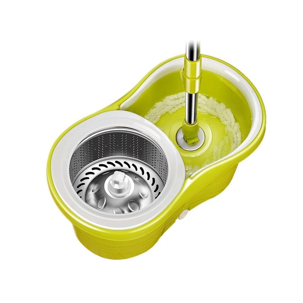 Mop - Sistema de cubo de fregona giratoria, cabezales de fregona de microfibra de longitud extendida ajustable con placa de fregona de acero inoxidable