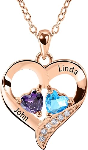 Lam Hub Fong Collar con nombre para mujer, regalos personalizados para el día de la madre, collar de piedra natal para madre e hija, regalos