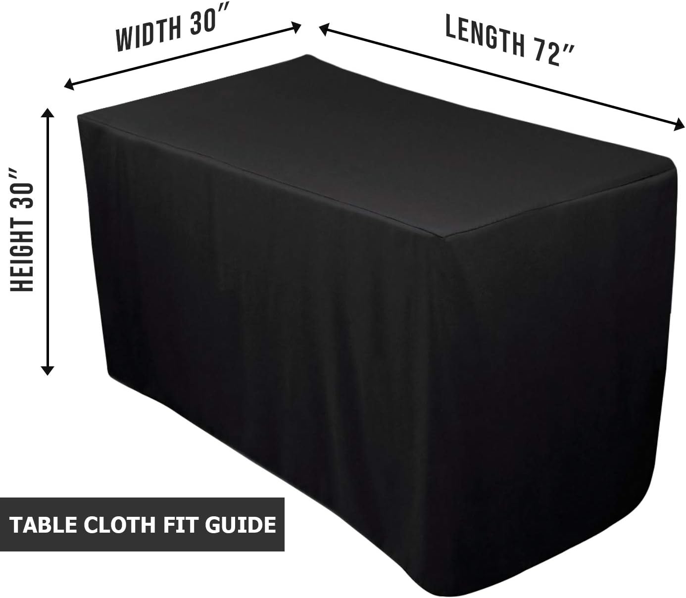 Utopia Kitchen Fitted Tablecloth - 6 Feet - Rectangular Table Cover - Fitted 30 by 72 inches - 100 Percent Polyester (Black)