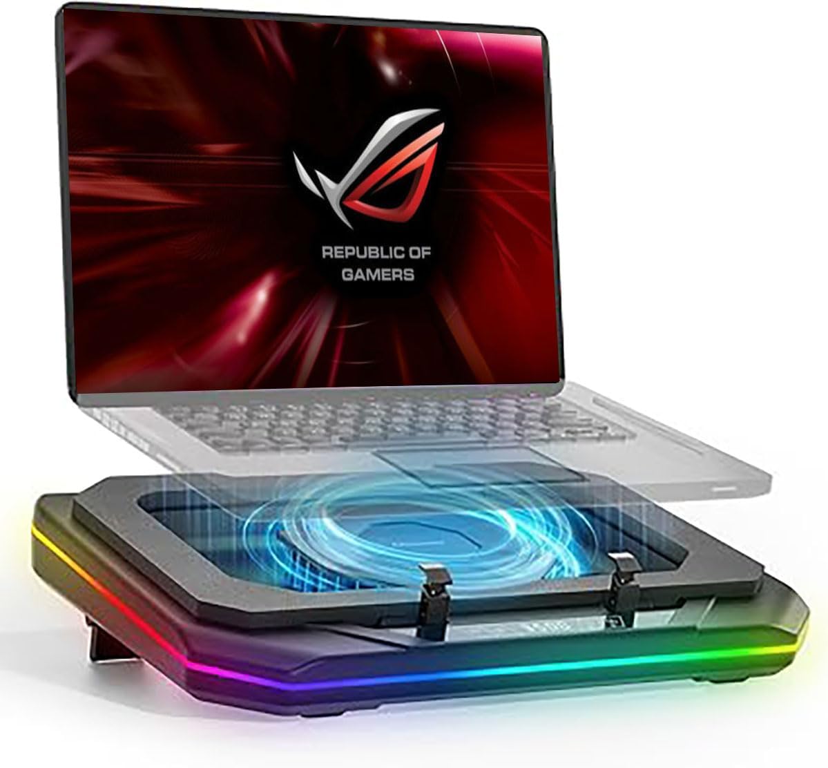 Cooling Pad for Asus ROG Strix G18 Strix Scar 18 18 inch Gaming Laptop,Cooler It is a Well Deserved Heat Dissipation Monster,with Powerful Turbo Fan Can Fast Cooling, 6 RGB Light Mode, Touch Start