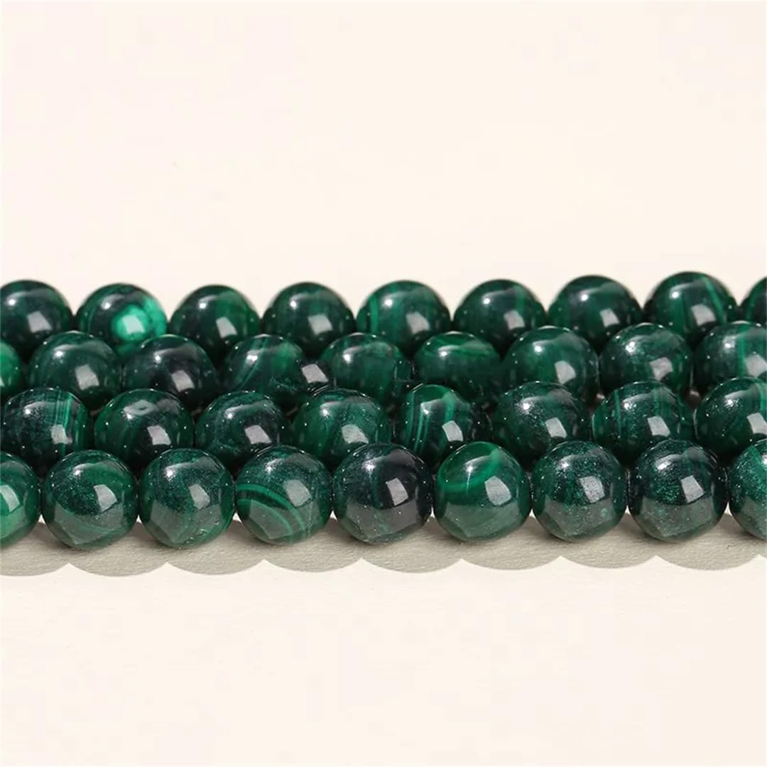 Abalorio de cuentas de piedra de malaquita natural, redondo de pavo real, espaciador suelto para hacer joyas, accesorios de pulsera