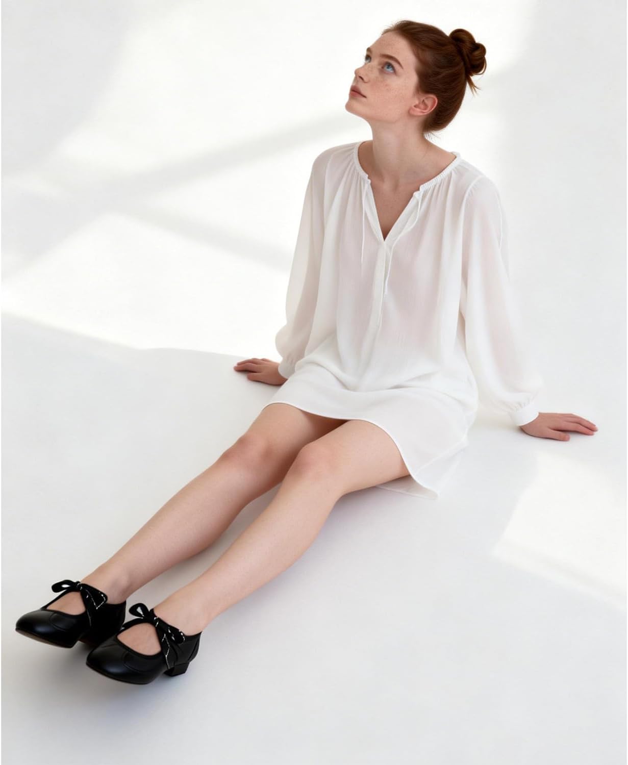 DOEYG Suede Ballet Flats Shoes for Women Lace up Ballerinas Round Toe Mary Jane Flats Dressy Casual Comfortable Cute Shoes - Image 4