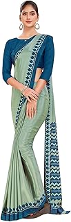 uniform sarees corp Leaf Green and Mustard Women's Premium Silk Chiffon Plain Gaala Border Teachers Uniform Sarees With Blouse Piece-picture-12