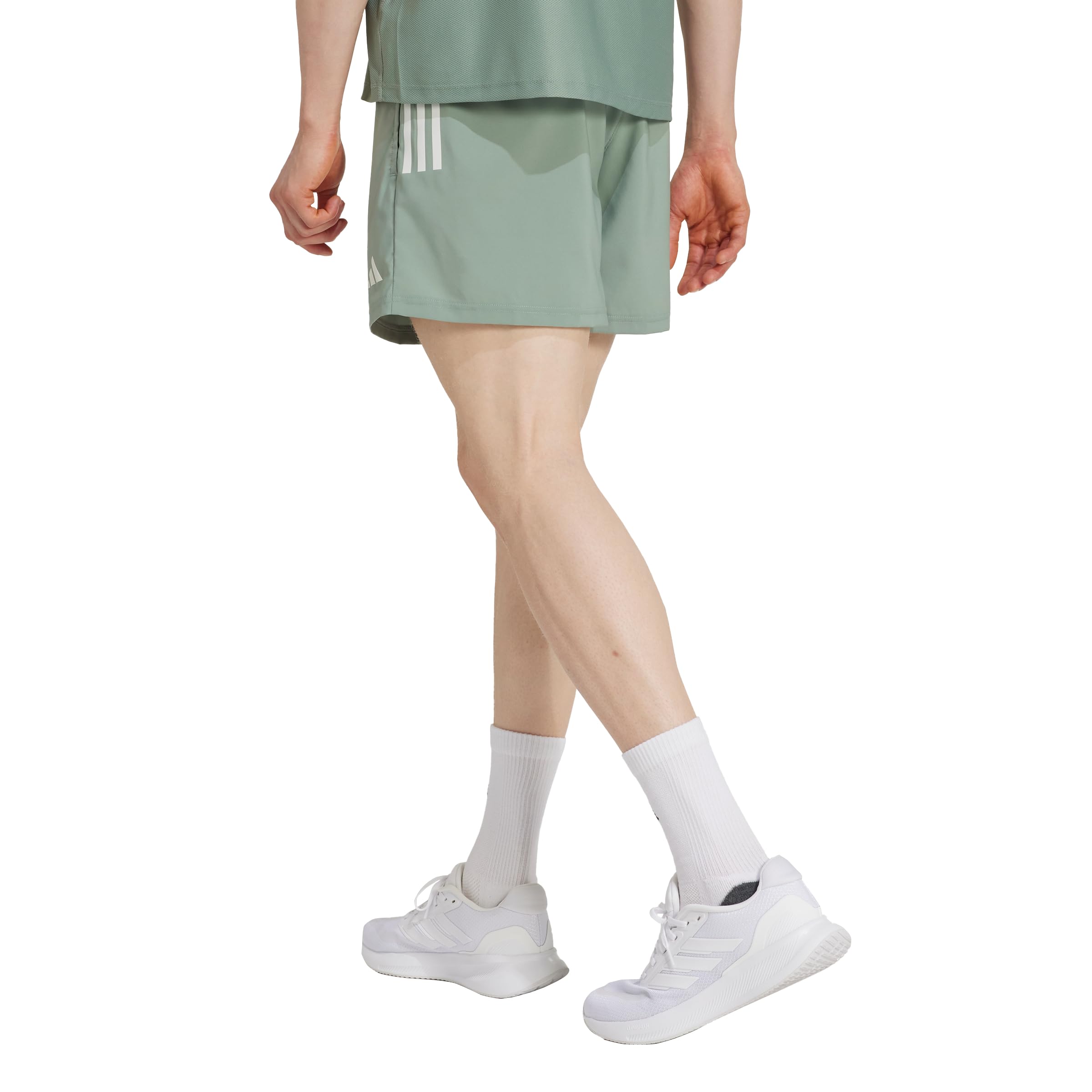 Adidas Herren Own The Run Shorts, Silberfarben, Grün, XS/18 cm Entrepierna – Ansicht 4