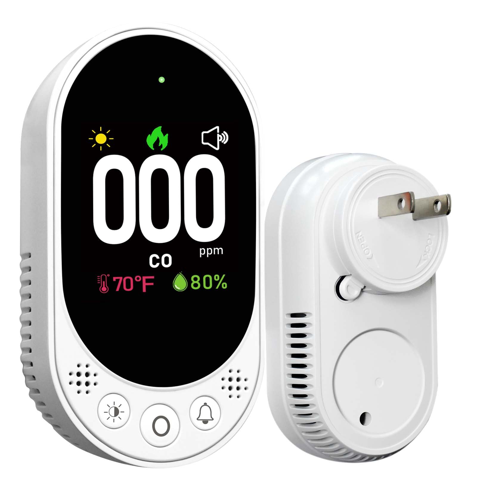 Carbon Monoxide Detector Plug in, Portable Carbon Monoxide Detectors, Simultaneously Checks Temperature/Humidity, Remind Function,Clear LCD Display,for Home Kitchen RV Travel CO Detector