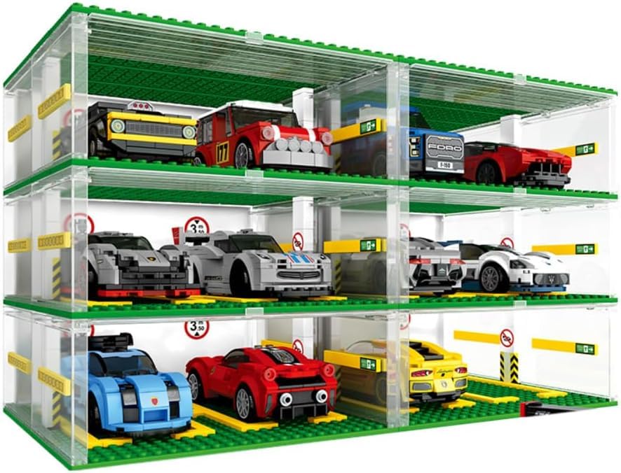 APRILA Super Maxi Garage Total avec Station Jouet de Construction-Service Complète DIY 3 Niveaux, Voiture Course Technic pour Lego Speed Champion, Carport...