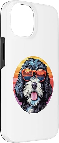 Miniatura 6 de Funda para iPhone 13 Pro Max Cute Bernedoodle con gafas de sol con gráficos coloridos