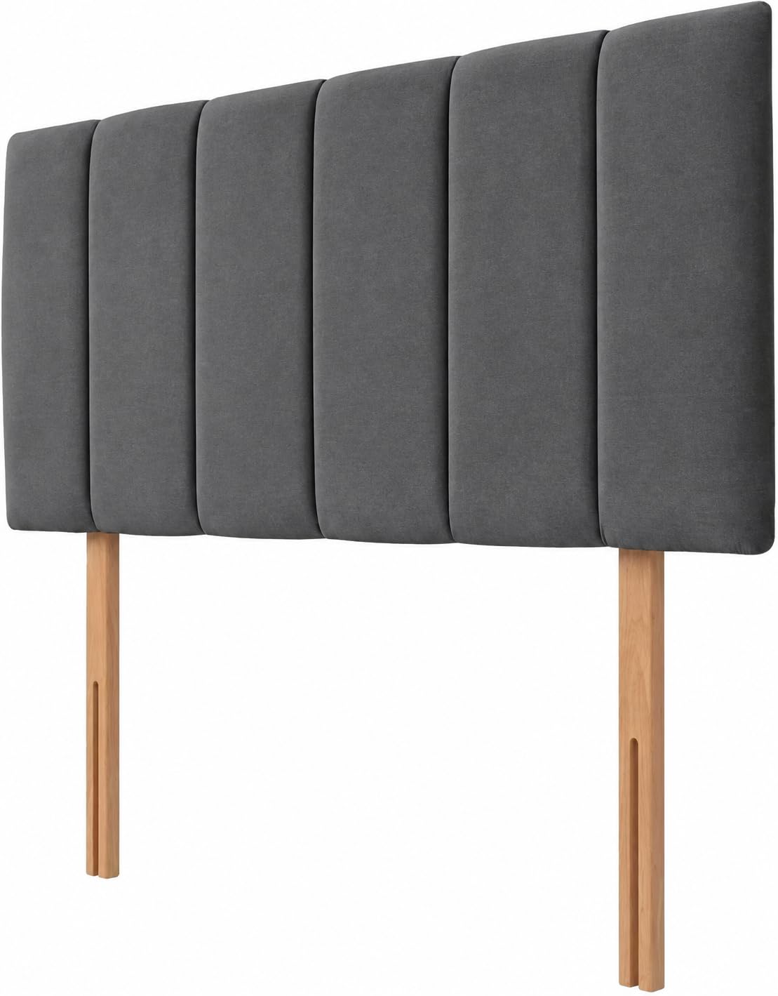 hm bedding Velvet Upholstered Headboard for Divan Beds – 20-Inch Lined Extra Padded Plush Headboard with Wooden Struts – Luxury Bedroom Furniture (Charcoal, Double)