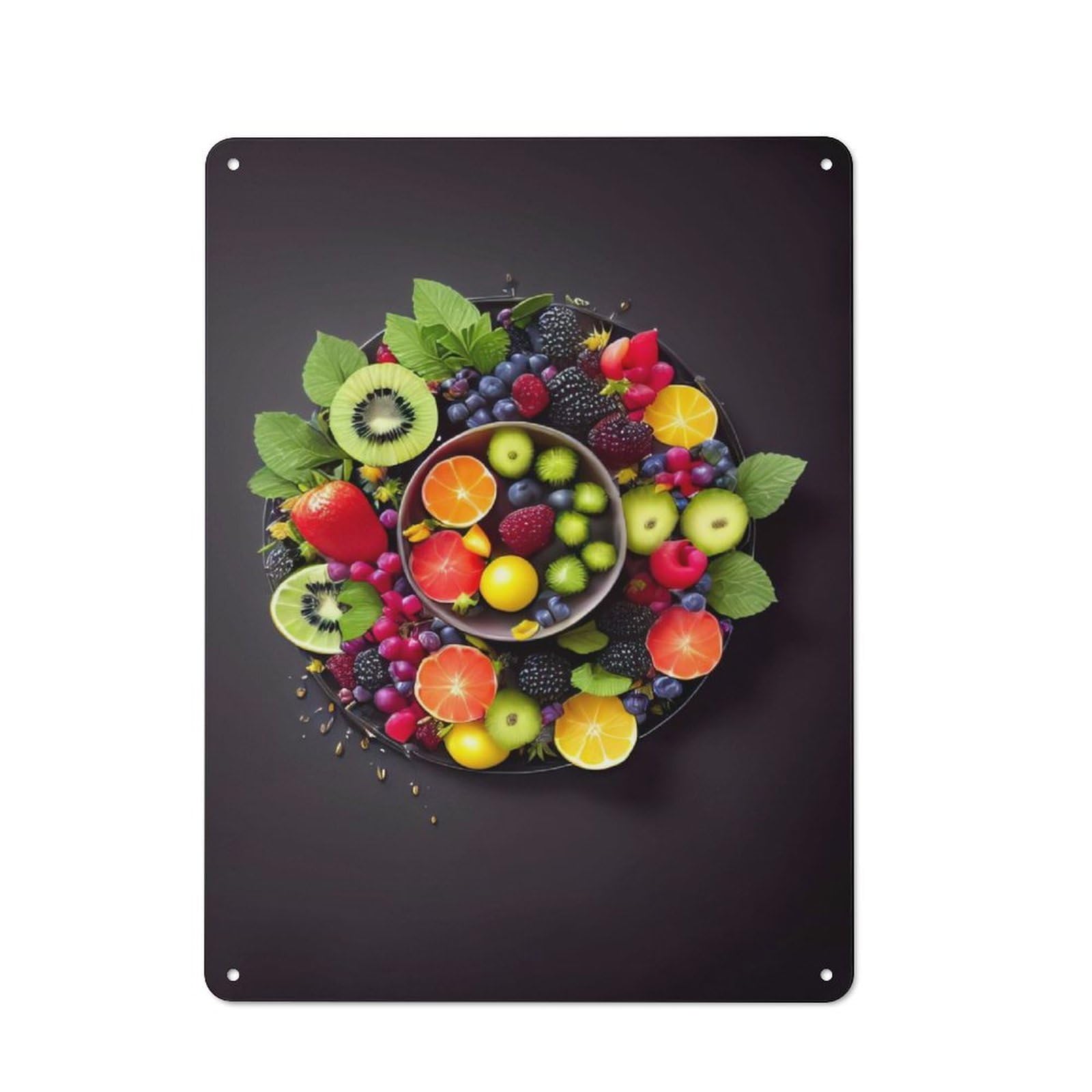 Junmoney Fruit Display Cafe Style Metal Wall Decor 40X30cm, Vintage Metal Sign For Takeaway, Bar, Kitchen Or Counter Area