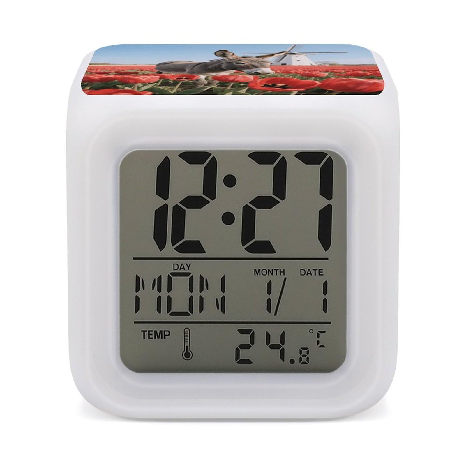 Reloj despertador con diseño original de flores ideal para regalar en cumpleaños y fiestas
