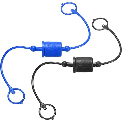 HARFINGTON 2Sets 3/4 Hydraulic Hose Dust Cap and Plug Kit, ISO-A Male Dust Cap & Female Plug Cover Quick Disconnects Air Coupler Cover Port Plug Fittings with Retention Ring, Blue/Black
