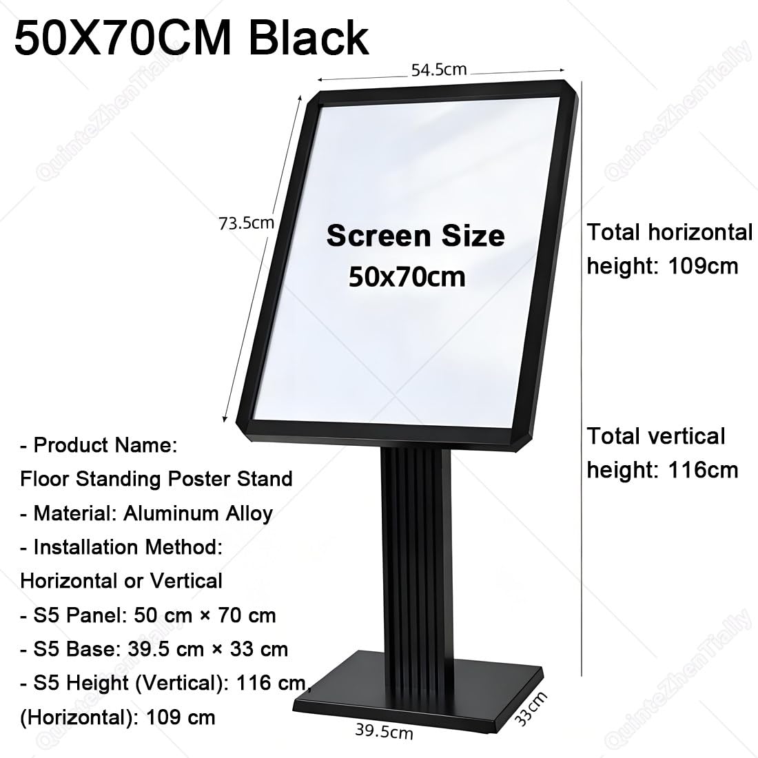 Wytrzymały Plakat Reklamowy,Regulowany Stojak Podłogowy Black-50x70cm | Stojące Stojaki Ekspozycyjne Do Użytku Zewnętrznego I Wewnętrznego,Z Wytrzymałą Podstawą,Montaż Pionowy Poziomy Do Sprzedaży