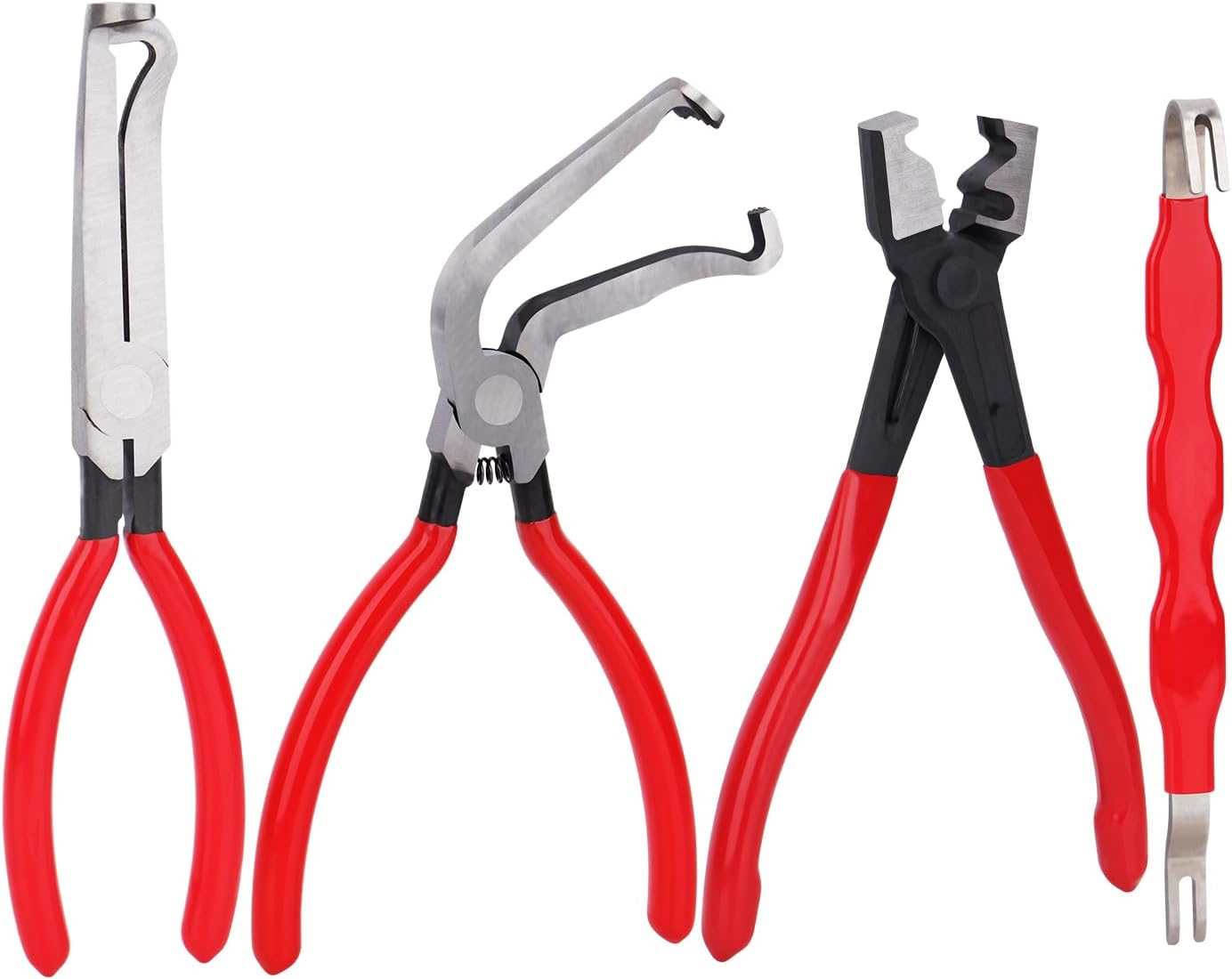 4PCS Electrical Disconnect Pliers Set For Car: Automotive Tools Electrical Plug Connector Removal Disconnect Pliers Kit, Connector Separator and Hose Clamp Plier
