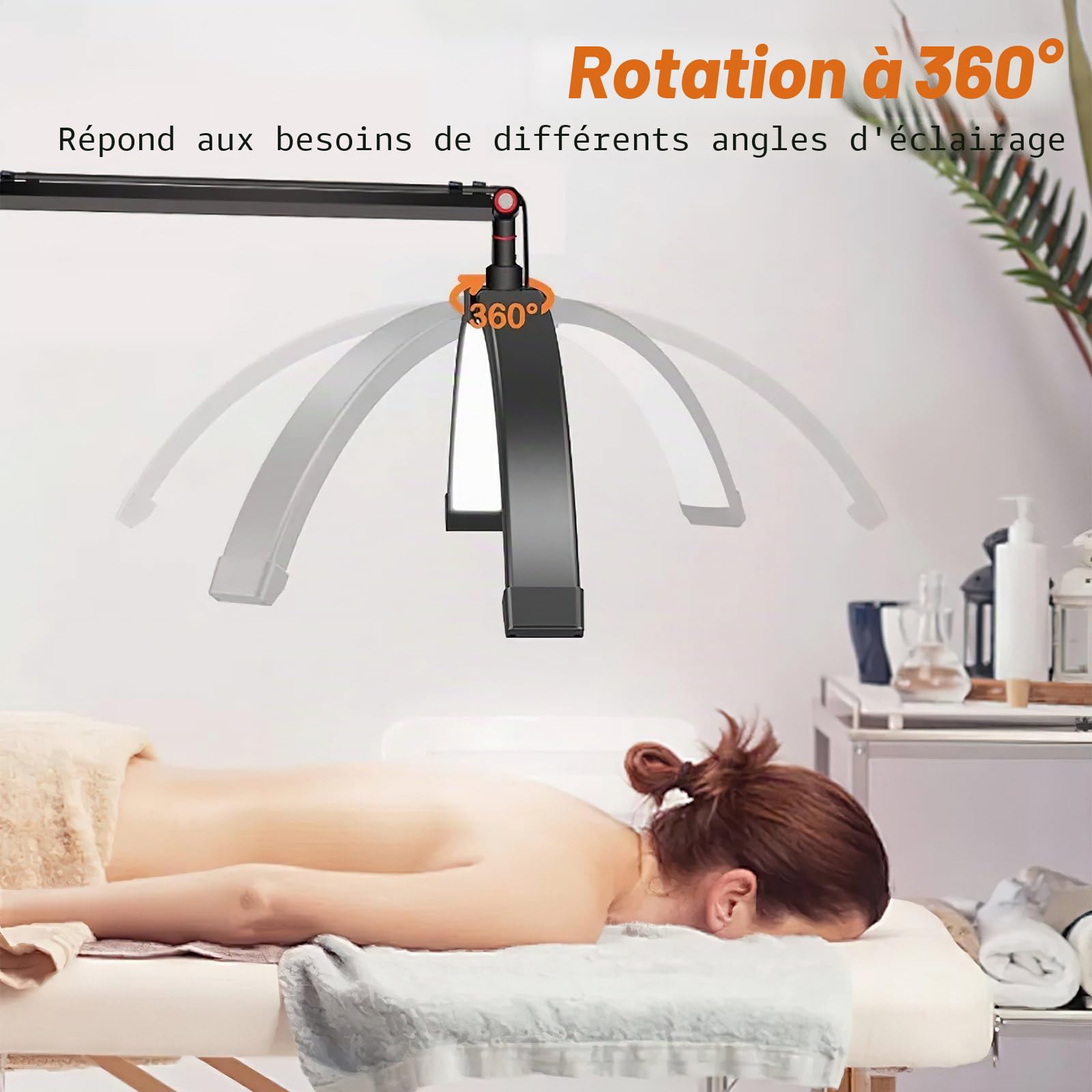 Lampe LED Demi-Lune pour Extension De Cils et Onglerie - Lampe Sur Pied Professionnelle pour Le Soin Des Yeux (Rose)
