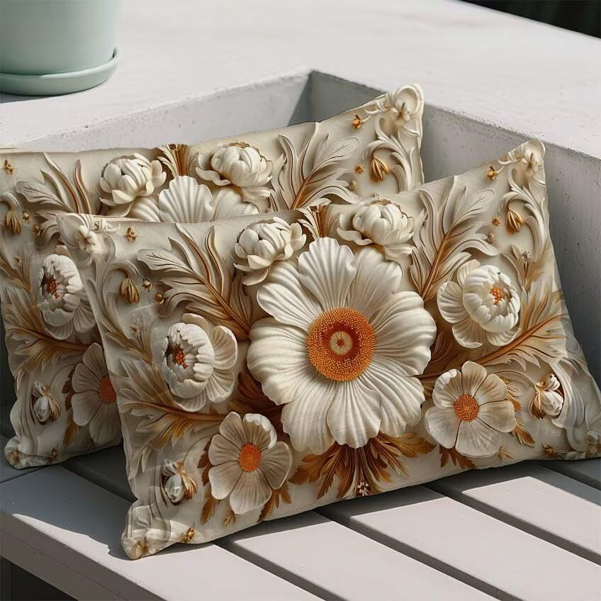 Coussin extérieur imperméable 60x90cm crème housse de décoration - 2