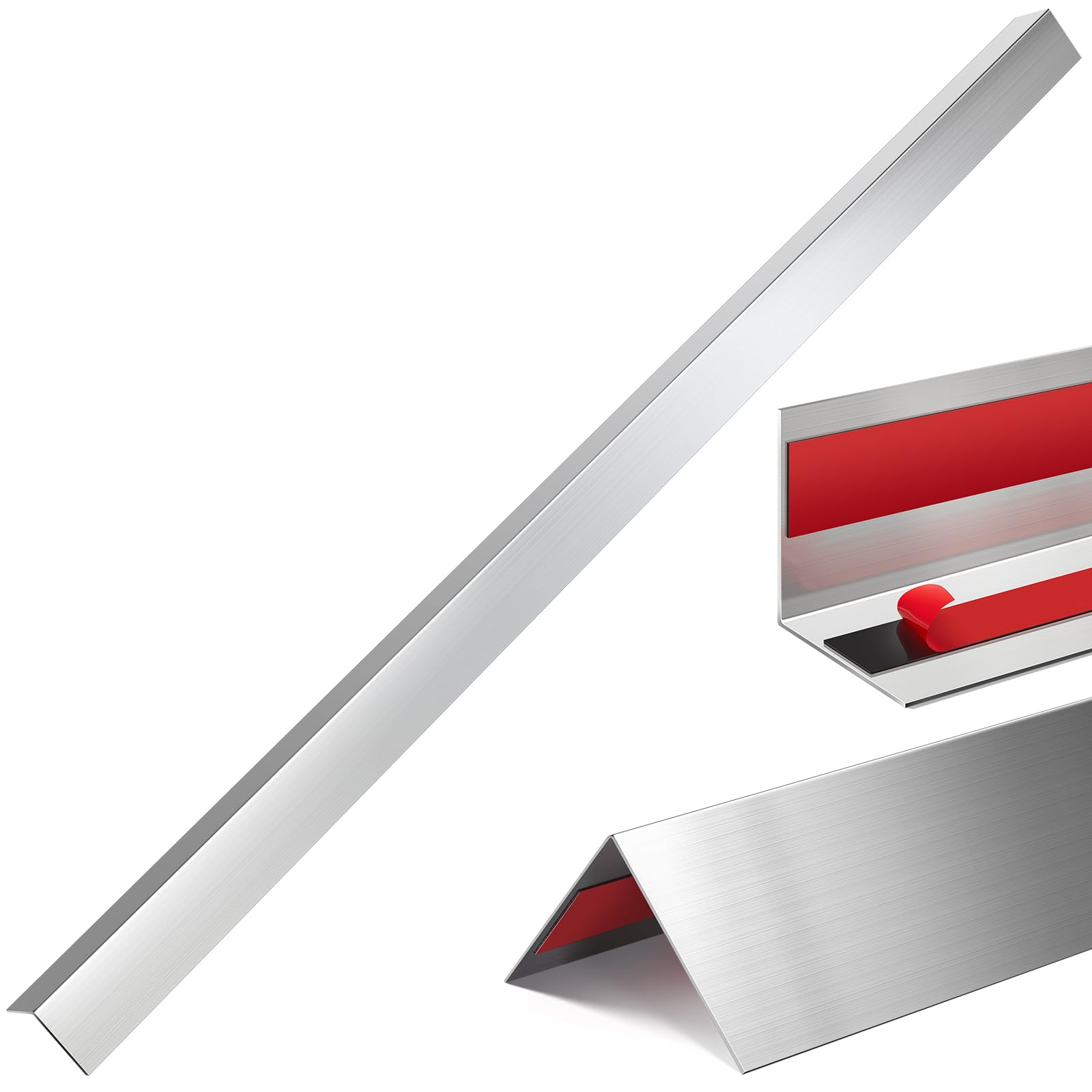 Therwen 10 szt. narożników ze stali nierdzewnej, zestaw metalowych narożników z kątem 90 stopni, do ochrony ścian, akcesoria dekoracyjne (3,5 x 3,5 x 91 cm)