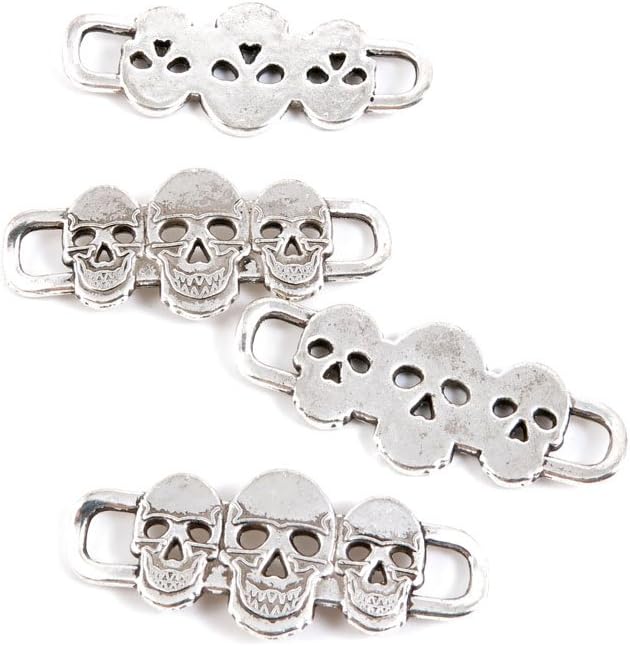 120 Pieces Antique Silver Tone Jewelry Making Charms A1BJ5 Skull Head Connector Signs Pendant Ancient Findings Craft Supplies Bulk Lots