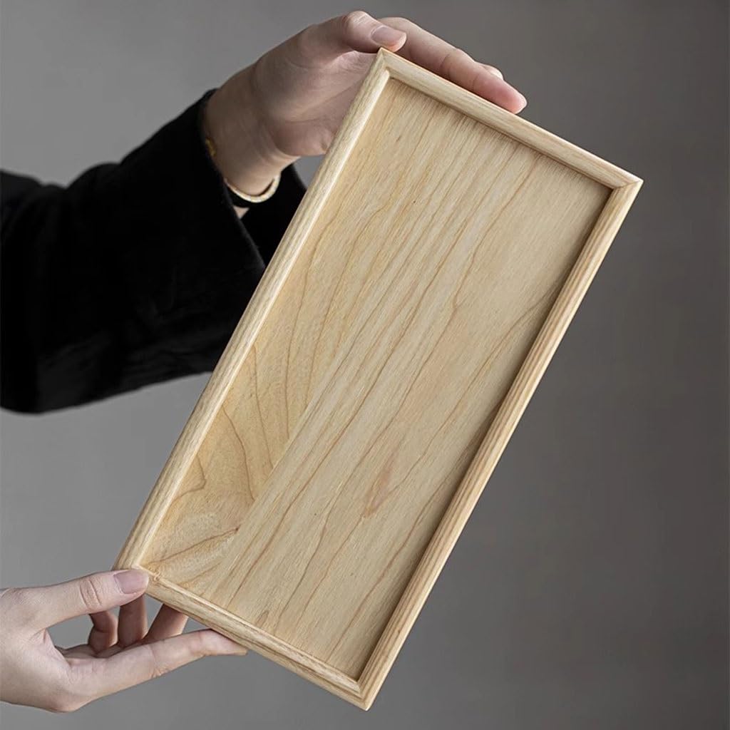 Bandeja de Madera Moderna para Servir: diseño Rectangular Sencillo para el hogar y la Sala de Estar, Ideal para té, Aperitivos y decoración. Bandeja pequeña versátil para Servir y exhibir.