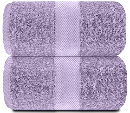 Image of White Classic Luxury Soft Bath Sheet Towels - 650 GSM Cotton Luxury Bath Towels Extra Large 35x70 | Highly Absorbent and Quick Dry | Hotel Quality Extra Large Bath Towels Oversized, Lavender, 2 Pack