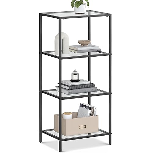 VASAGLE Bookcase, 4-Tier Bookshelf, Slim Shelving Unit for Bedroom, Bathroom,