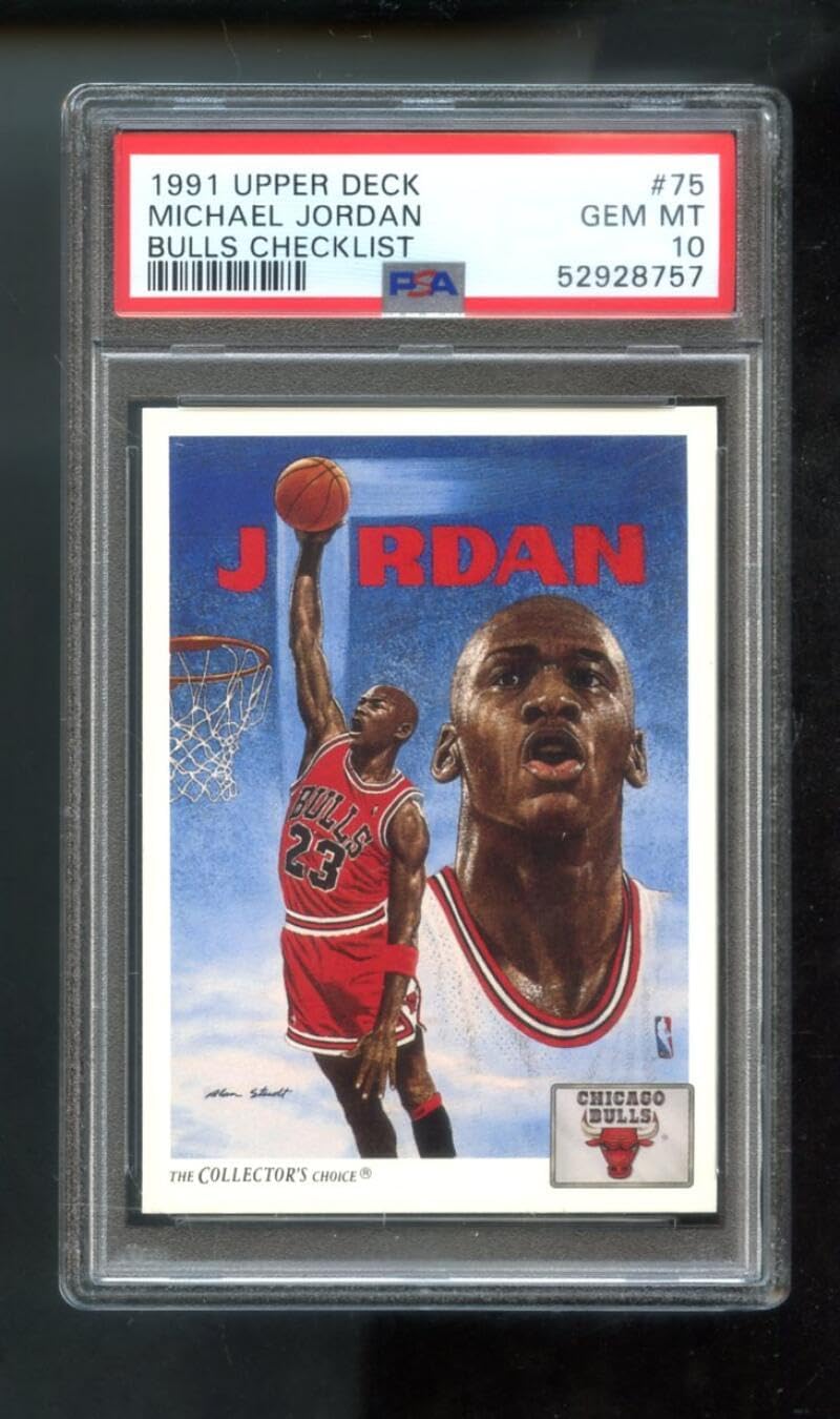 1991-92 Upper Deck #75 Michael Jordan PSA 10 Graded Basketball Card NBA Chicago Bulls Checklist 1991 1992 91 92 GEM MT MINT