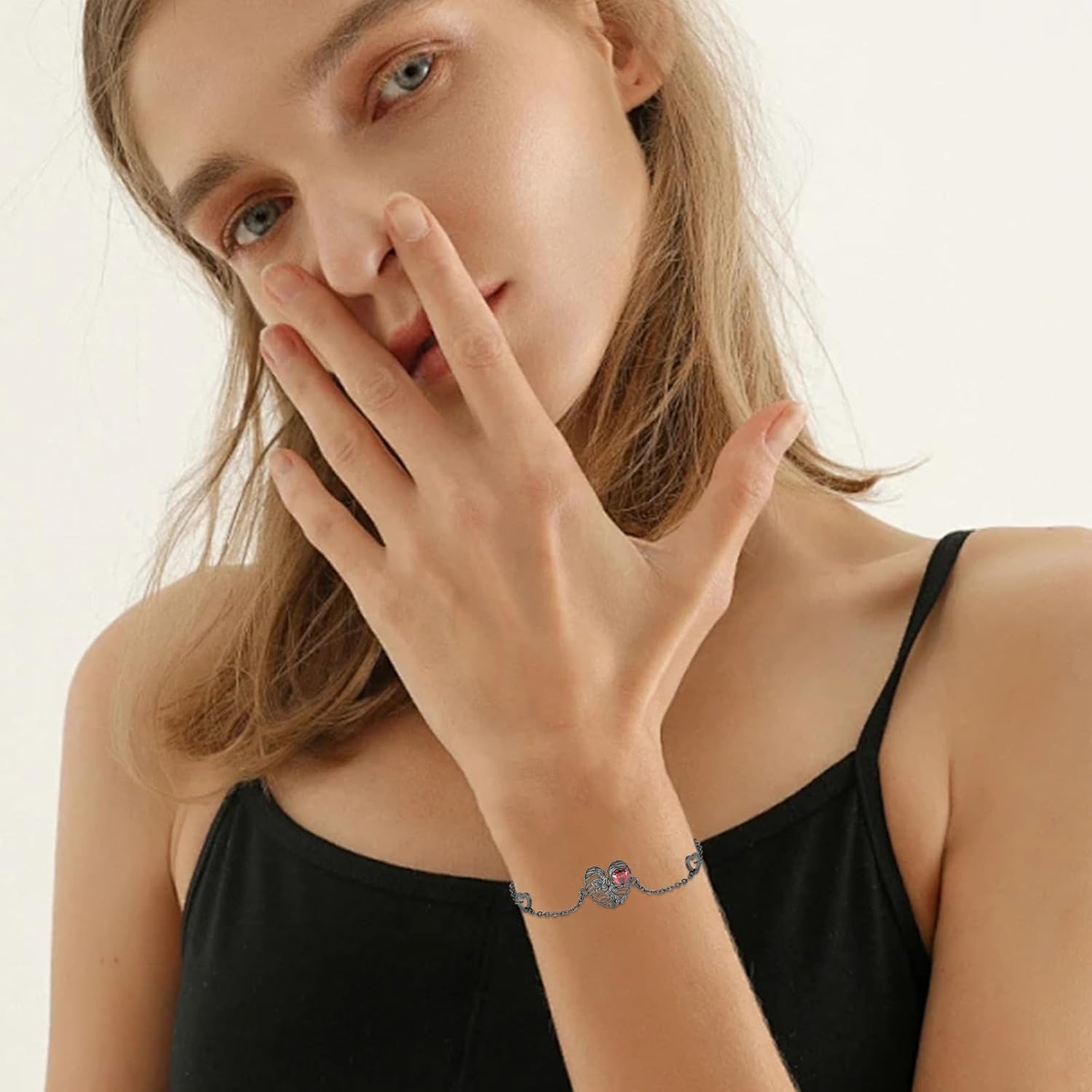 Cuoka Heart Skeleton Rib Cage Bracelet for Women 925 Sterling Silver Butterfly Skull Rib Bracelet Gothic Bracelets Skull Jewelry Gifts for Women on Birthday Mother's Day Anniversary Christmas - Image 5