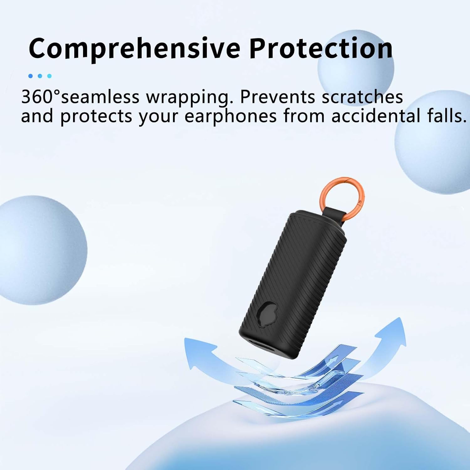 for Skullcandy Dime Evo Case Cover,NOUKAJU Earphone Protective Cover(with Carabiner + Lanyard + Cleaning Pen) Drop-Proof,Shock-Proof,Dust-Proof,Protective Case for Skullcandy Dime Evo(Black) - Image 3