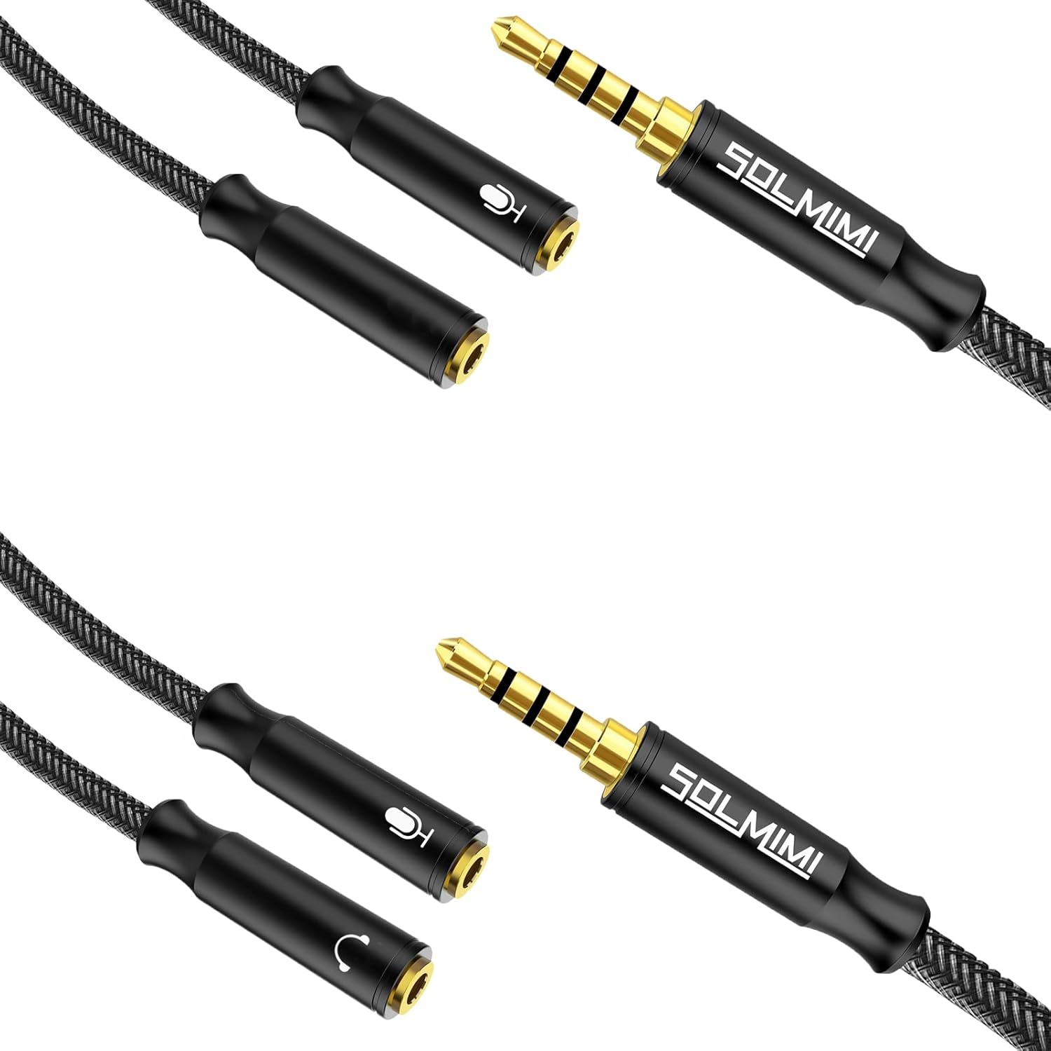 Headphone Mic Splitter 3.5mm 2 Pack TRRS Separate TRS Headphone and Mic Jack, 3.5mm Audio Adapter for Dual-Plug Headset Compatible to Xbox One, Phone, PC, PS4…