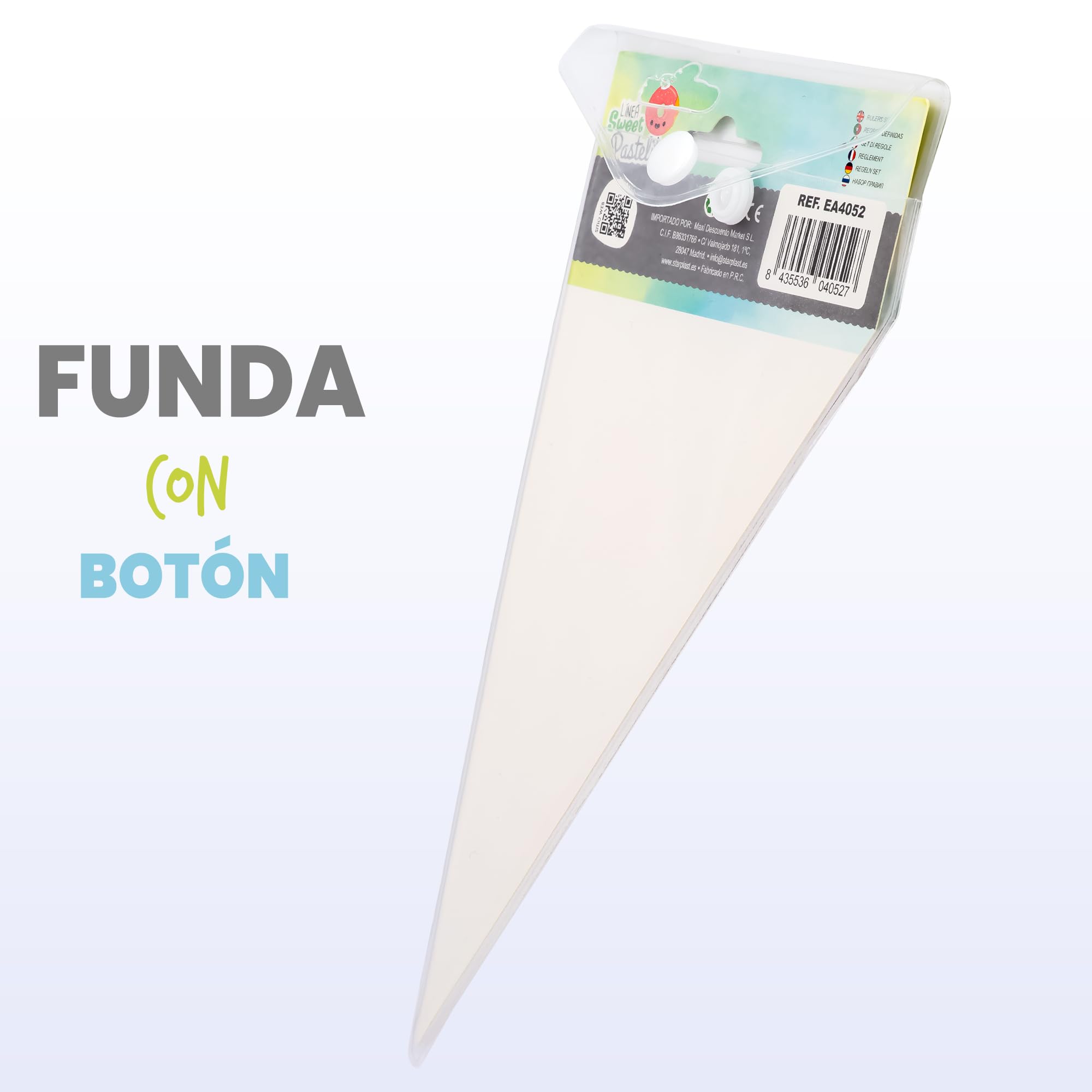 Quiet Plastic Rulers, Sweet Cake Rulers, Square Rulers, Measures from 9 to 30 cm, Pastel Colours, with Plastic Case - Image 4
