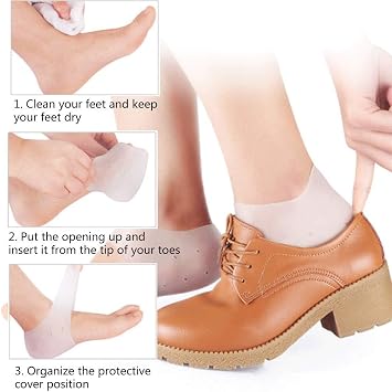 Kyrotech Silicone Heel Protective Socks – 1 Pair | Heel Pads with Gel Pillows | Support for Heel Pain, Achilles Tendinitis, Plantar Fasciitis and Cracked Heels | Breathable 1 Pair for Men & Women