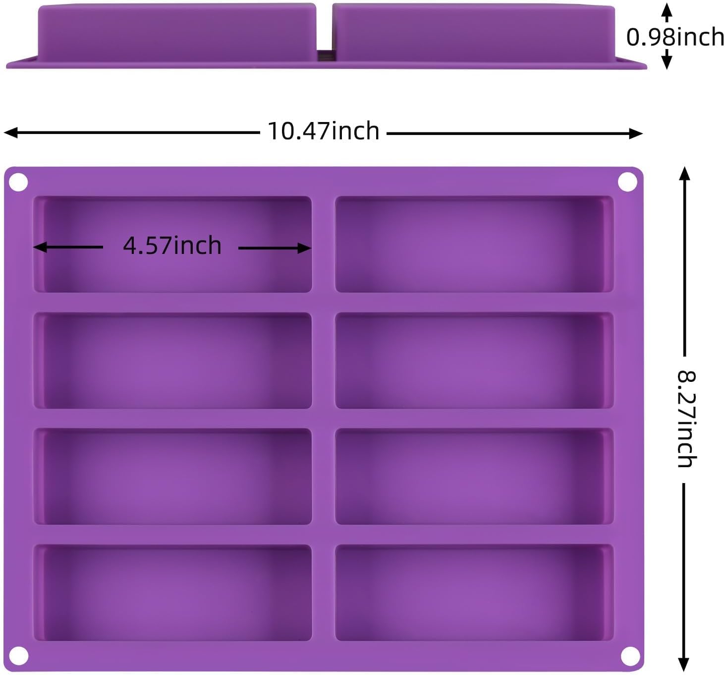 Undy 8 Cavity Mold Large Rectangle Granola Bar Silicone Protein Bar Molds Energy Bar Maker for Chocolate Truffles Bread Brownie Cheesecake Pudding Butter Mould (Pack of 1) — Amazon image 2