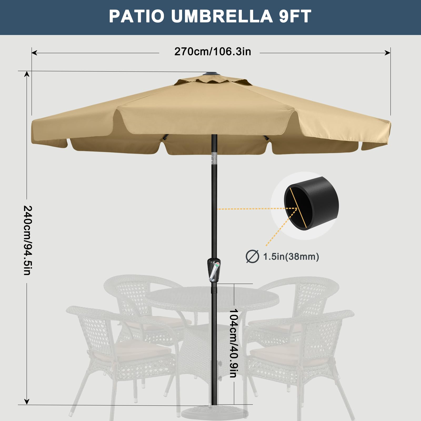 Snapklik.com : COOSHADE 9FT Outdoor Garden Table Umbrella Patio ...
