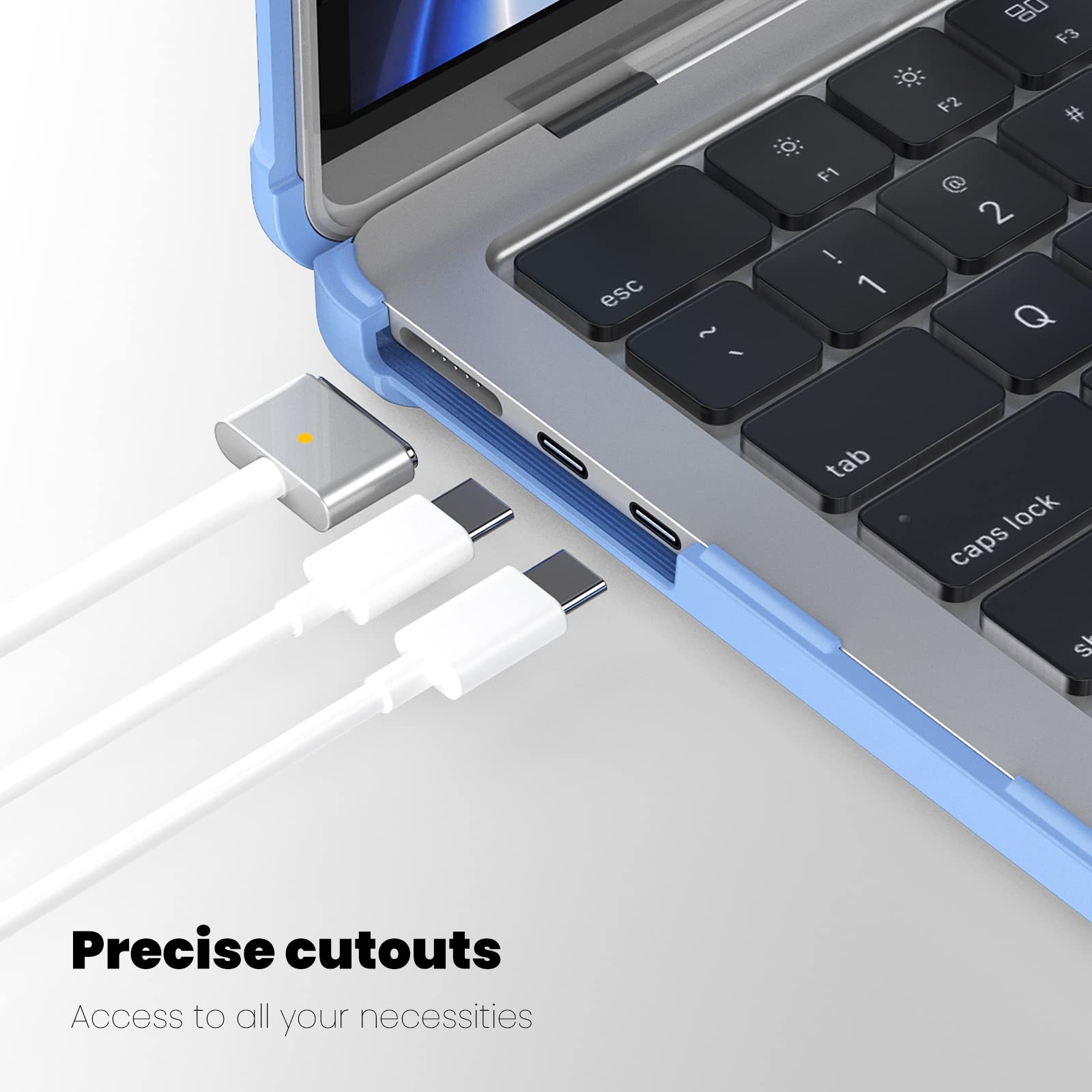 Batianda M2 - Custodia per MacBook Air 15" 2023 modello A2941, protezione completa, design anti-collisione, supporto pieghevole in TPU con copertura per tastiera e pellicola proteggi schermo, durevole