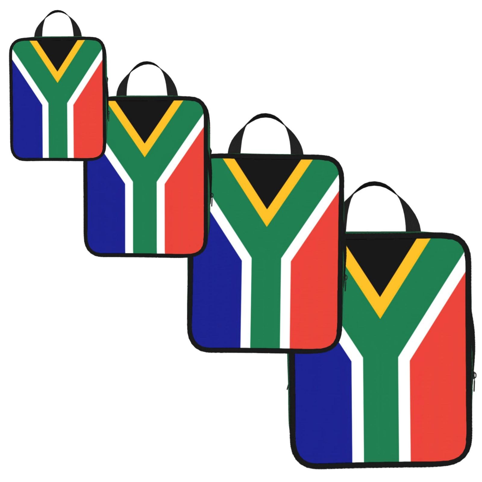 South African flag Print 4 Set Compression Packing Cubes for Suitcases,Expandable Storage Bags Organizers