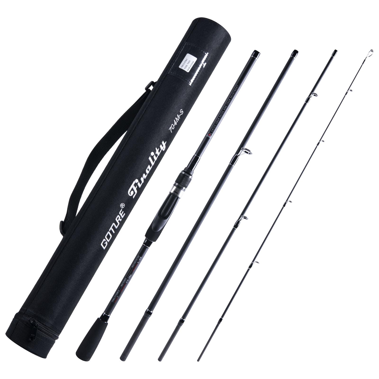 GotureTravel Fishing Rods, 4 Piece Fishing Pole with Case/Bag,Surf Casting/Spinning Rod,Ultralight Fishing Baitcasting Rod 8ft for Saltwater Trout, Bass, Walleye, Pike