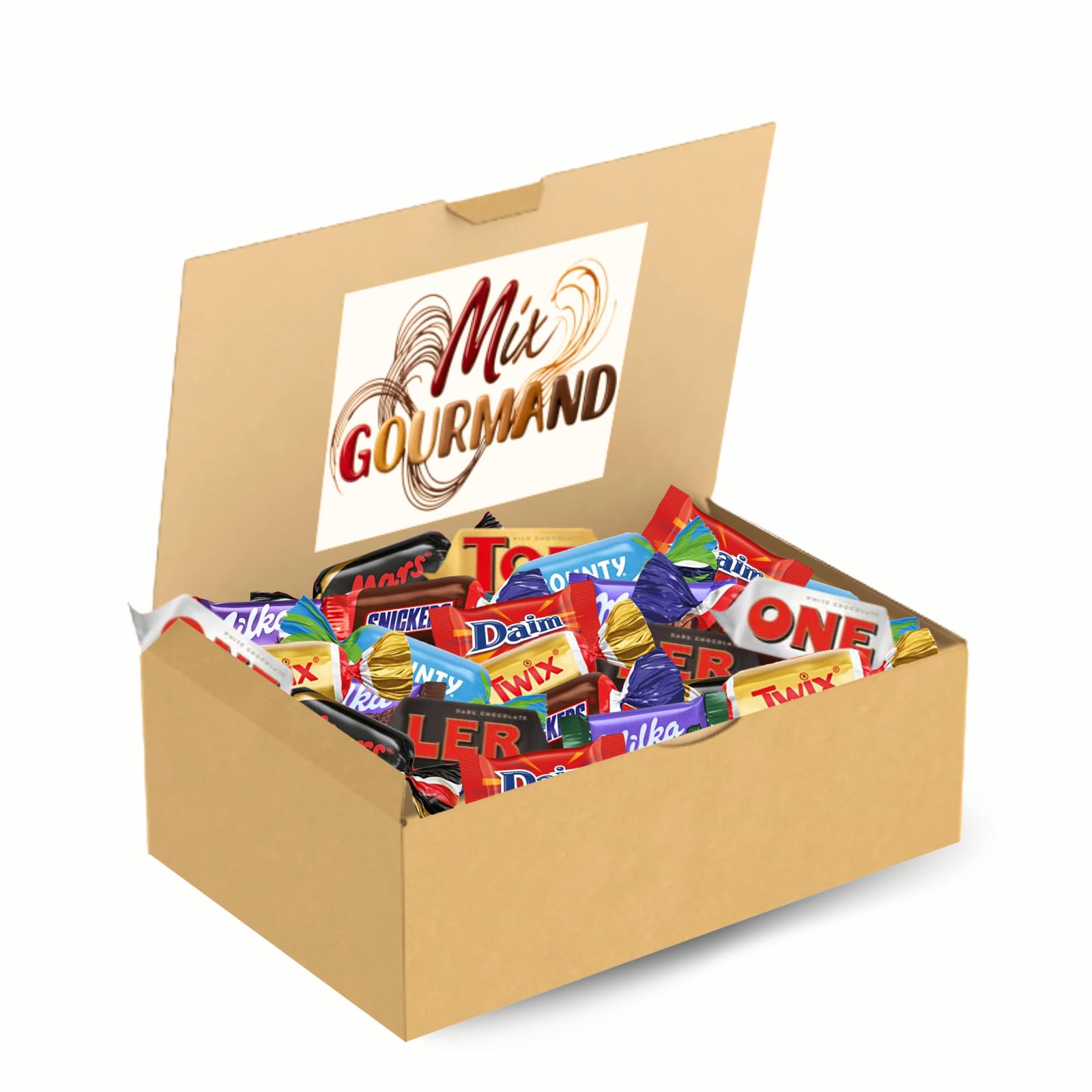 MIX GOURMAND | Assortiment de 100 Bonbons au chocolat Célébrations, Milka, Daim, Toblerone | emballés individuellement 750g | Boite à partager pour les fêtes et anniversaires