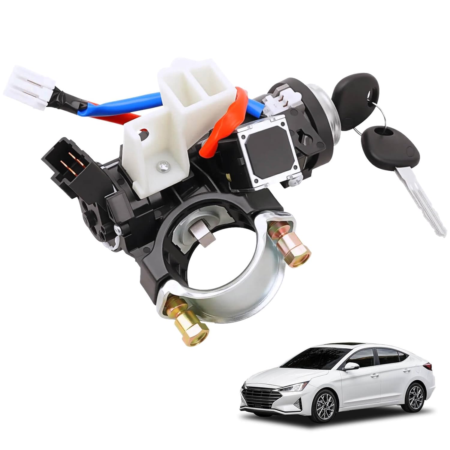 RAMATA 81905-F2230 Ignition Switch Lock Cylinder Assembly with Non-Transponder Key Compatible with 2017 2018 2019 2020 Hyundai Elantra, Replace # 81905 F2230, 81910-F2130, 81970-F2B00, 81900-F2H00