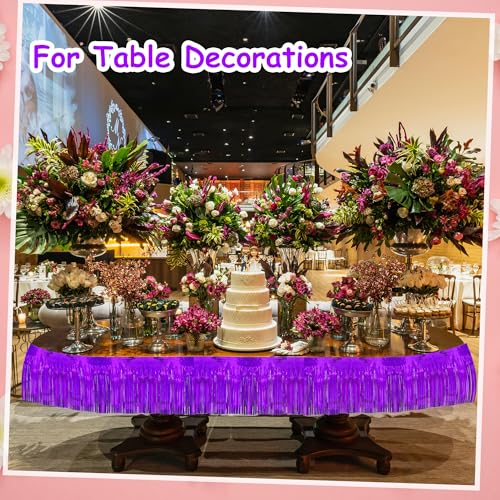 Image of 4 Pack 10 Feet Glitter Purple Parade Float Decorations for Trailer Car, Glitter Foil Fringe Metallic Tinsel Streamers Banner Garland for Graduation Homecoming Birthday Party (Glitter-Purple)