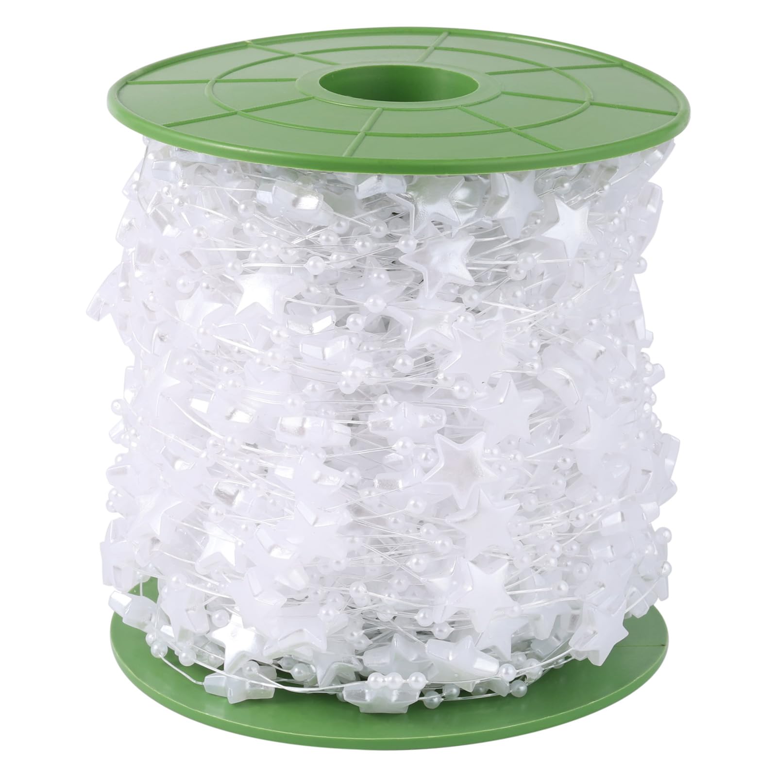196FT 13mm White Pearl Star Beads String Garland Roll Bulk for DIY Craft