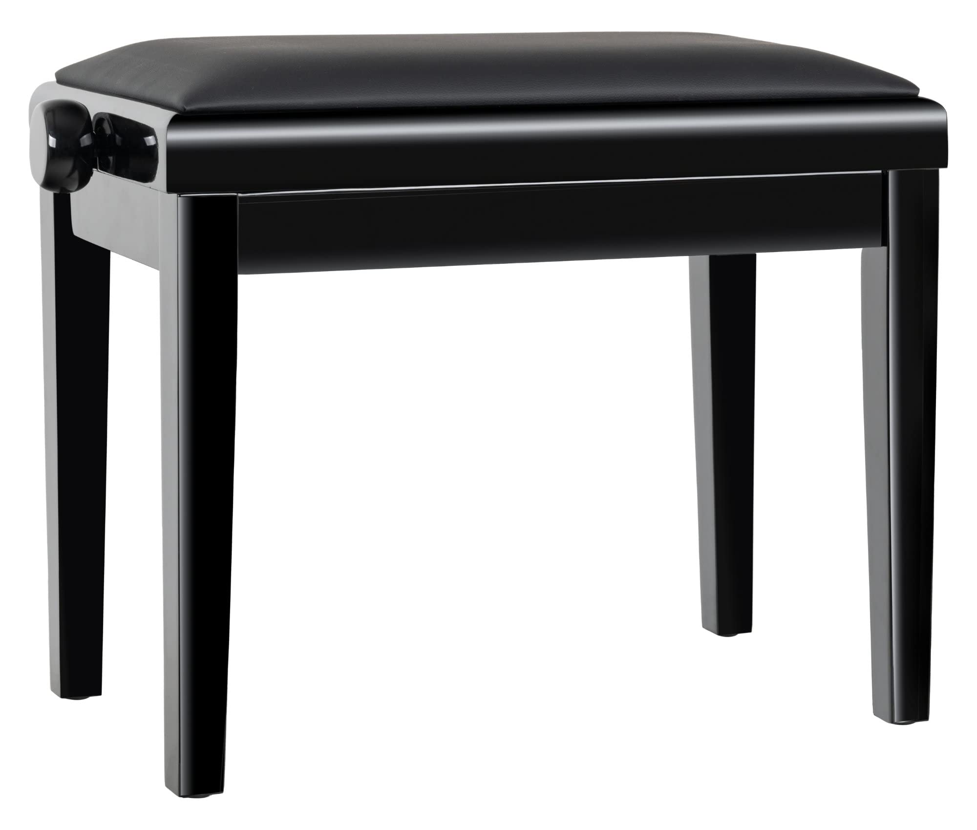 Classic Cantabile Pianobank Modell A - abnehmbare Sitzfläche - Polster aus Kunstleder - Höhenverstellbar von 48 bis 58 cm - 2-fache Kreuz-Mechanik - Massive Holzkonstruktion - Schwarz Hochglanz