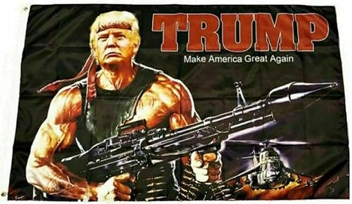 Donald Trump 2024 Rambo Bazooka 3x5 ft Bandera Presidente Haz que Estados Unidos vuelva a ser grande Donald Trump 2024 Rambo Bazooka 3x5 ft Bandera Presidente Haz que Estados Unidos vuelva a ser grande