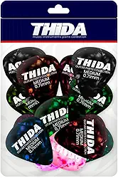 Kit Com 12 Palhetas Medium Celuloide Cores Variadas 0.71mm