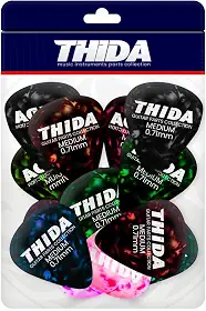 Kit Com 12 Palhetas Medium Celuloide Cores Variadas 0.71mm