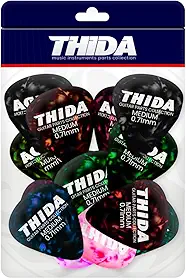 Kit Com 12 Palhetas Medium Celuloide Cores Variadas 0.71mm